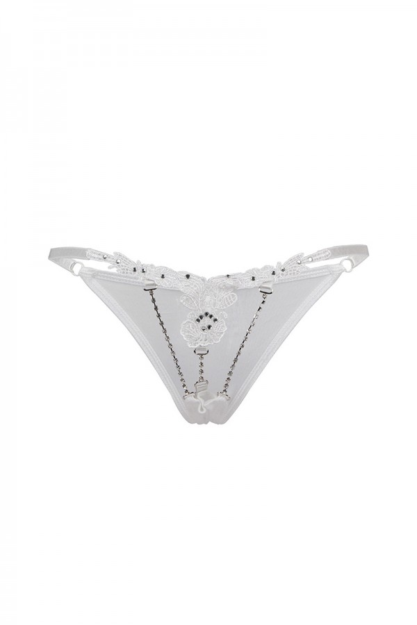 String ouvert à strass blanc