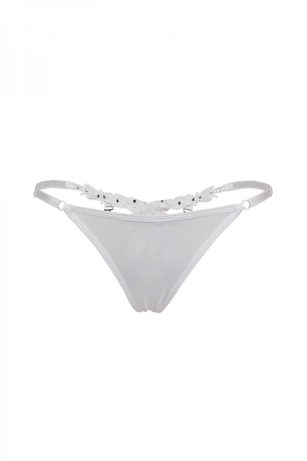 String ouvert à strass blanc