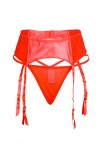 Porte-jarretelles wetlook avec string rouge