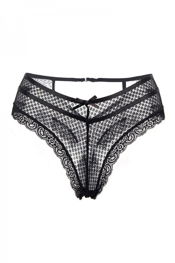 Tanga noir dentelle - Paris Hollywood