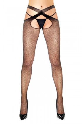 Collant résille ouvert noir Flavia - Anne d'Alès