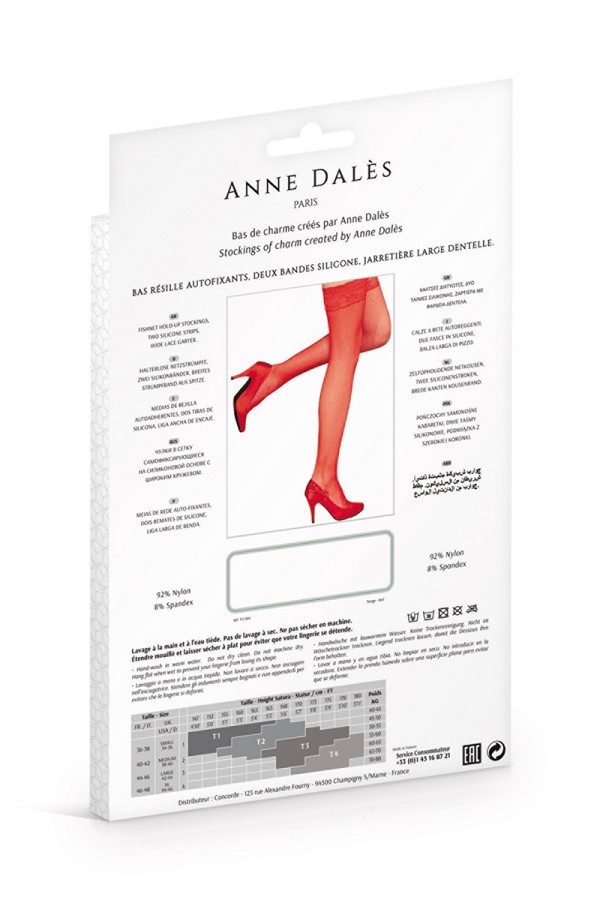 Bas autofixants Camilla Rouge - Anne d'Alès