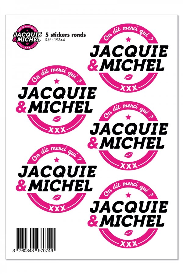 5 stickers J&M blanc logo rond