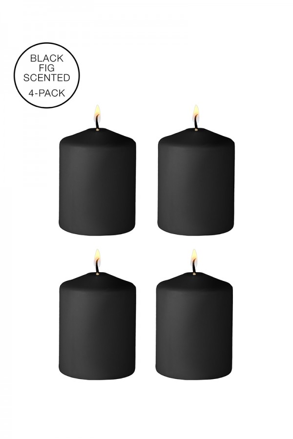 4 bougies SM noires parfum indocile - Ouch!