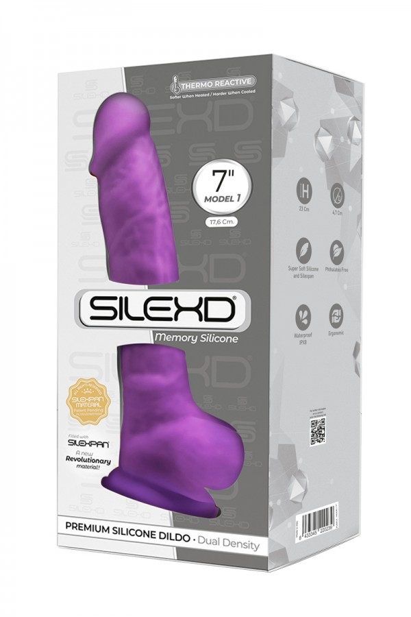 Gode double densité violet 17,5 cm - SilexD