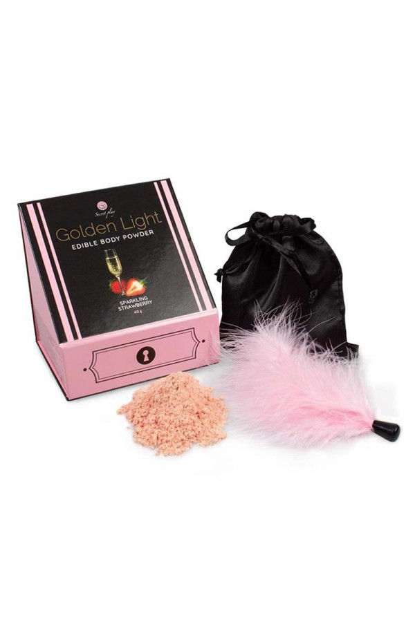 Kit poudre comestible vin pétillant à la fraise et plumeau