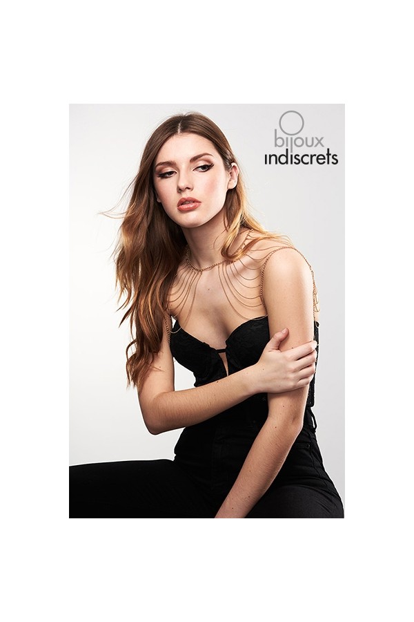 Bijoux épaules et dos en chainettes métalliques dorées