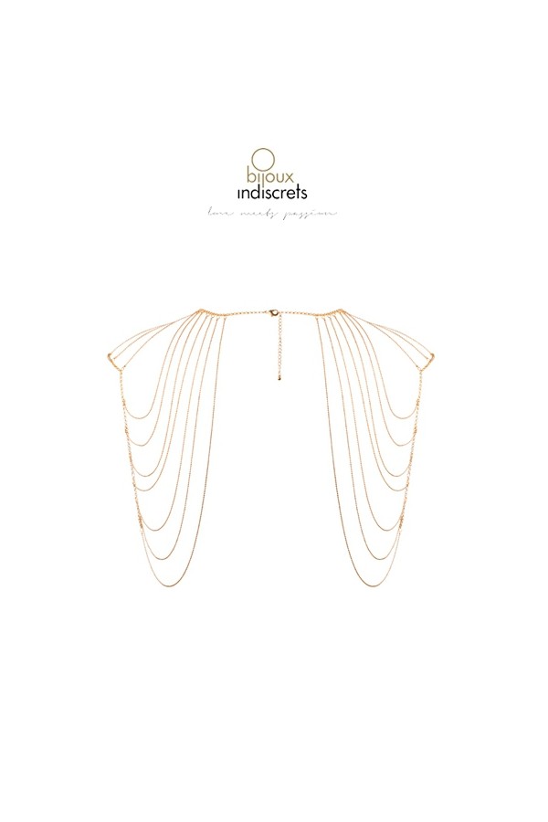 Bijoux épaules et dos en chainettes métalliques dorées