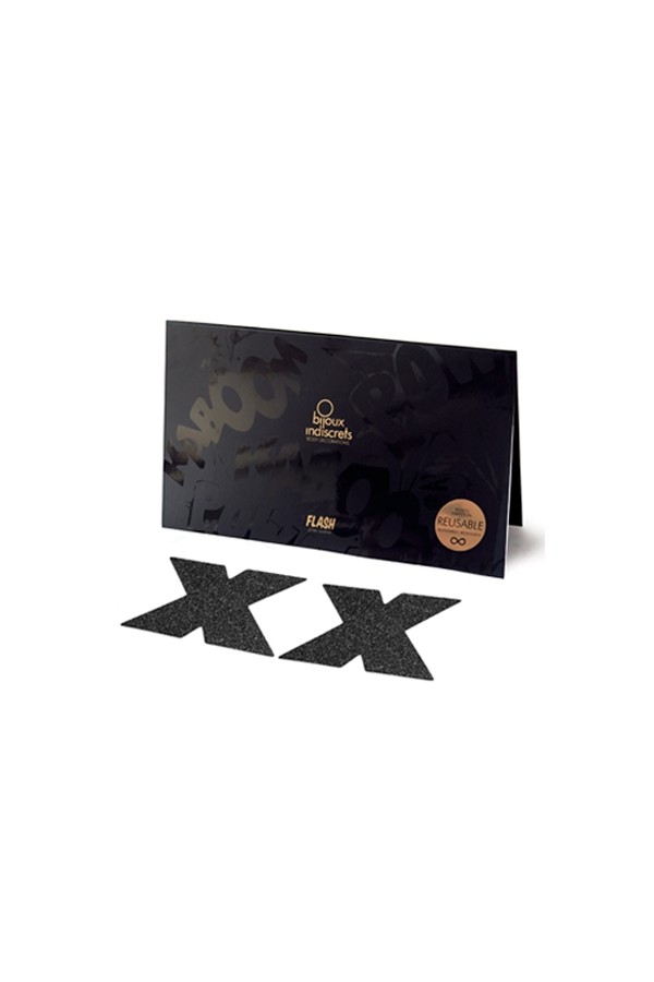 Bijoux de seins Flash Croix Noir