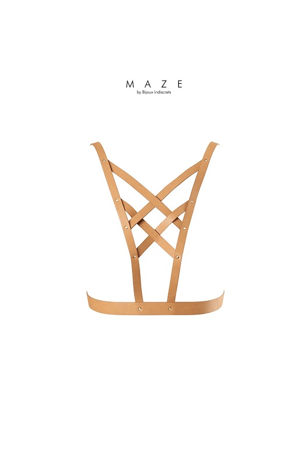Harnais décolleté croisé marron - Maze