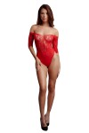 Body fendu rouge résille et strass - Le Désir